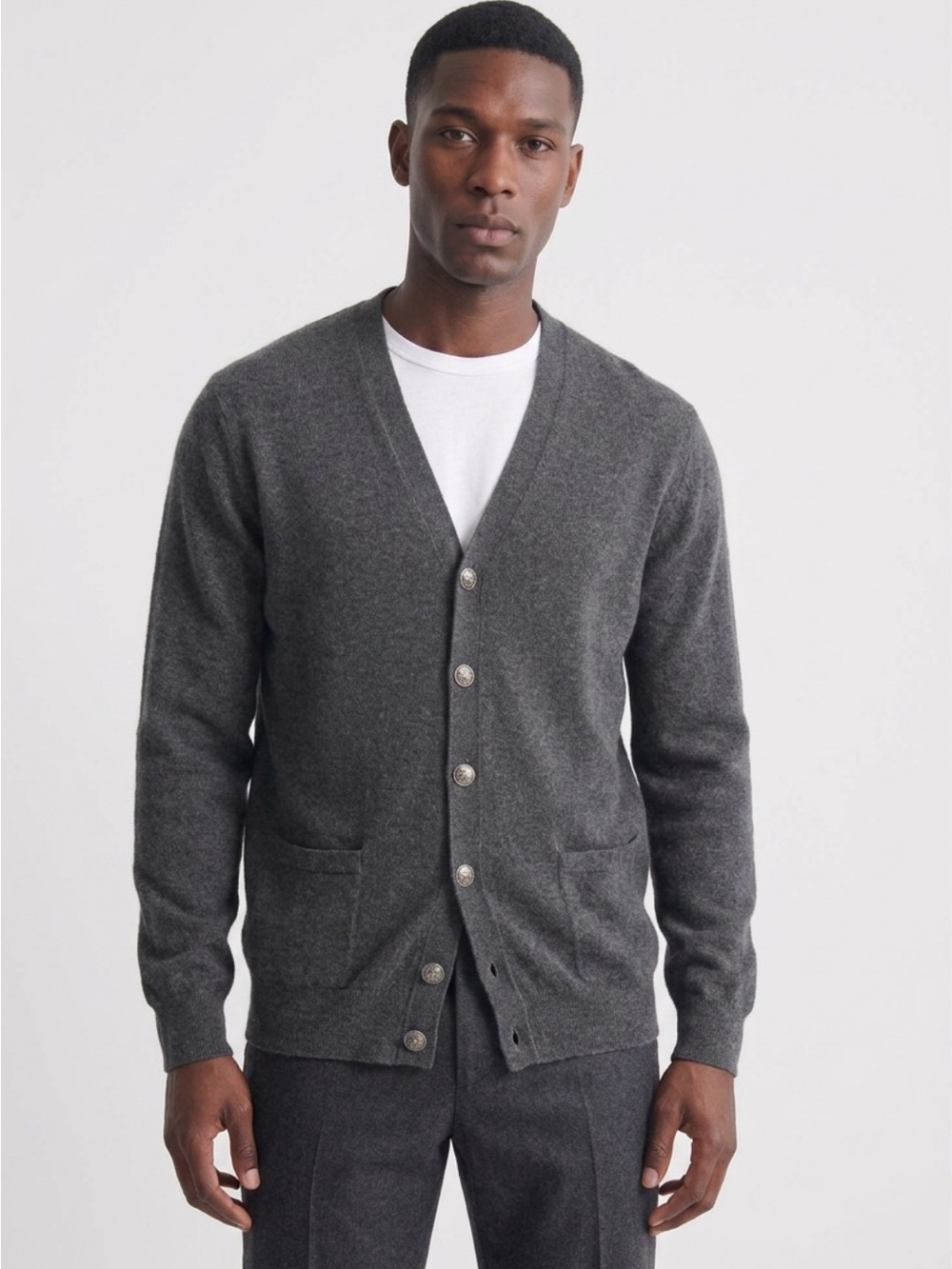 Brunello Cucinelli VTG Cashmere Cardigan, Grey/silver buttons, MenL/XL, W2X,EUC*